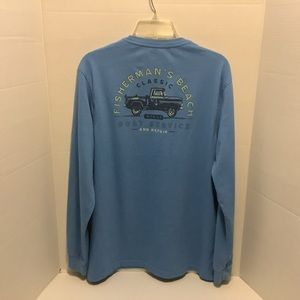 Izod Saltwater Relaxed Classic Men’s Long Sleeves Graffic T-Shirt Size L, Blue